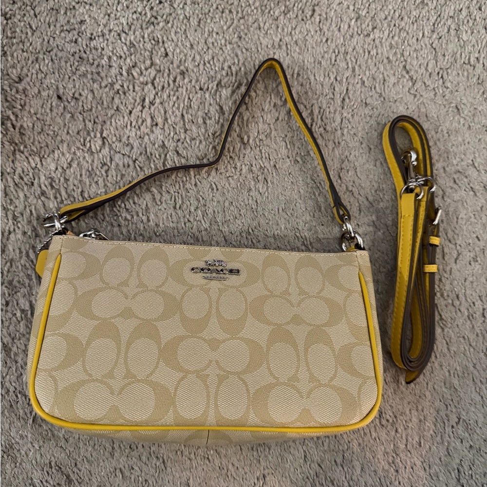 Coach Beige and Yellow Shoulder Bag